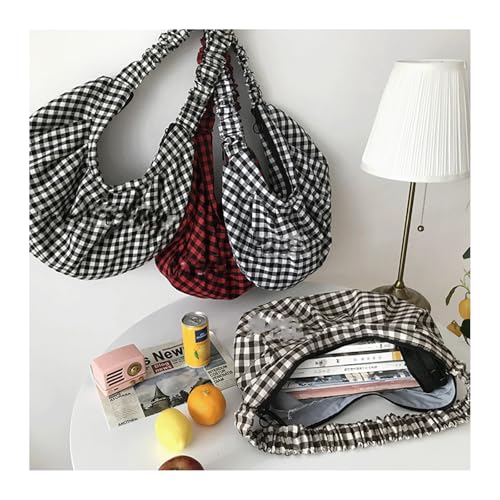 Checkered Crossbody Bag Gingham Dumpling Bag Grid Crescent Shoulder Bags Plaid Hobo Handbag Retro Checkered Alt Slouchy Purse3