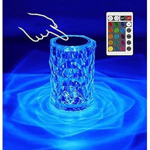 BigKing Lampada di cristallo, tocco e telecomando Lampada da tavolo in cristallo con 16 colori RGB Dimmerabile Tipo per camera da letto comodino bar ristoranti