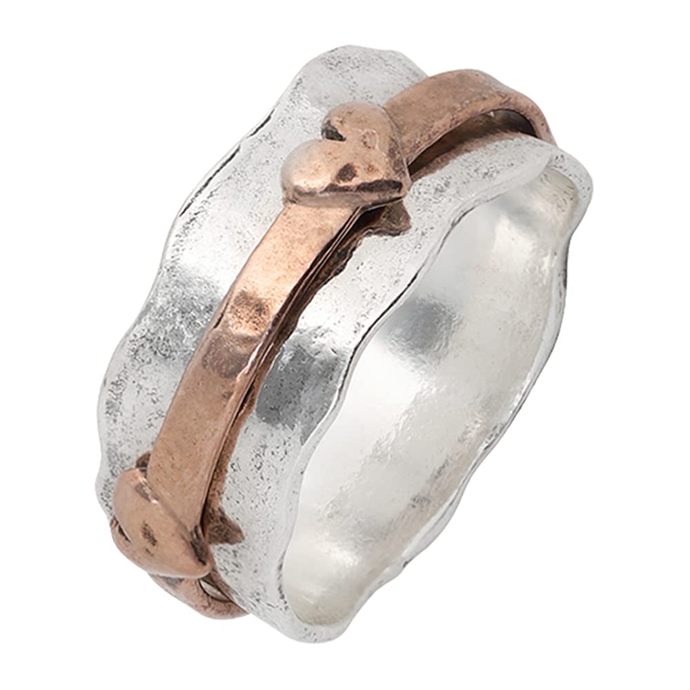 Sterling Silver Anti Anxiety Heart Spinner Ring | Reduce Stress & Worry Fidget Spinning Ring | Frien