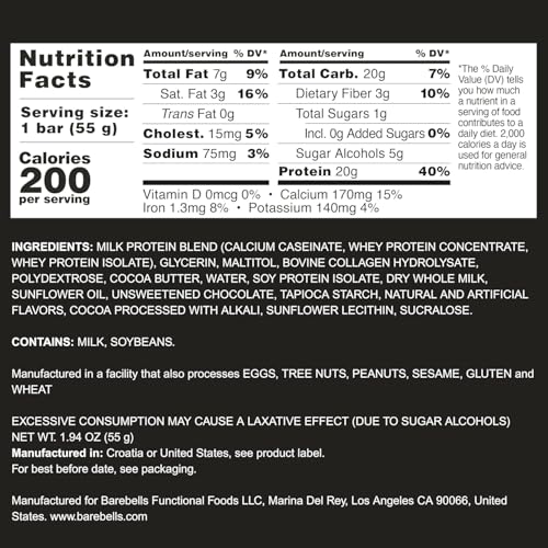 Image of Barebells Protein Bars - Protein Snacks with High Protein - Chocolate Protein Bars - Perfect on The Go Protein Snack & Breakfast Bars (12 Count (Pack of 2), Cookies and Cream)