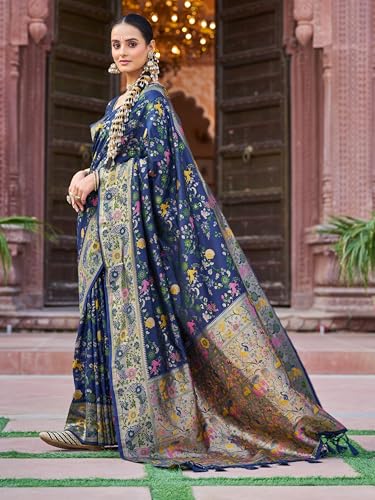 Image of SWORNOF Women's Kanjivaram Soft Silk Banarasi Sarees With Unstiched Blouse Piece