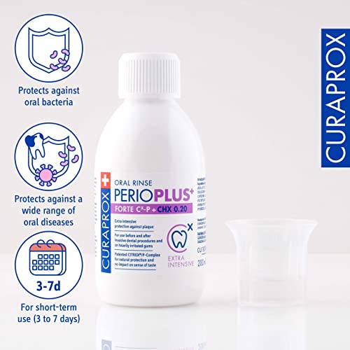 Curaprox Perio Plus Forte Mundspülung – Kurzzeitige Unterstützung Nach Zahnärztlichen Eingriffen | Maximale Stärke Mit CHX Und CITROX® | 200 Ml Flasche – Bild 4