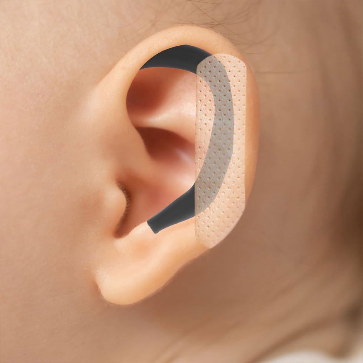 Correttore auricolare in silicone per neonati e bambini, correzione dell'orecchio sporgente per neonati e bambini, nero