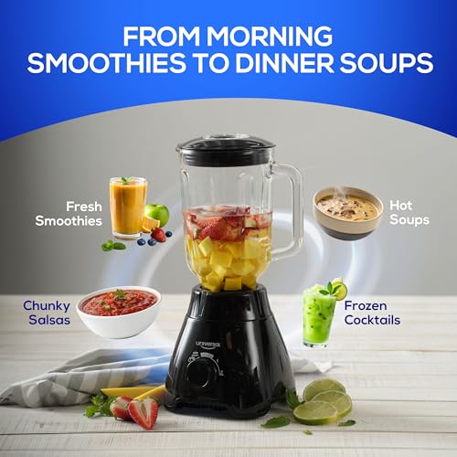 Universal 550W Mass Vital Blender - Glass Jar 57 Oz/1.8 Quart/1.7 Liter - 7-cup, 2 Speed + Pulse Function and 4 Stainless Steel Blade with Chrome Steel Technology - Image 6
