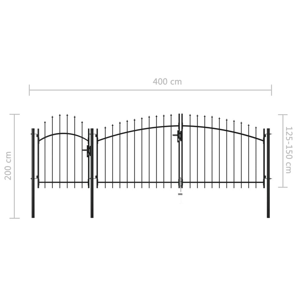 Cancello da giardino, con sistema di bloccaggio, 1,5 x 4 m, in acciaio verniciato a polvere, per ingresso esterno, patio e terrazza