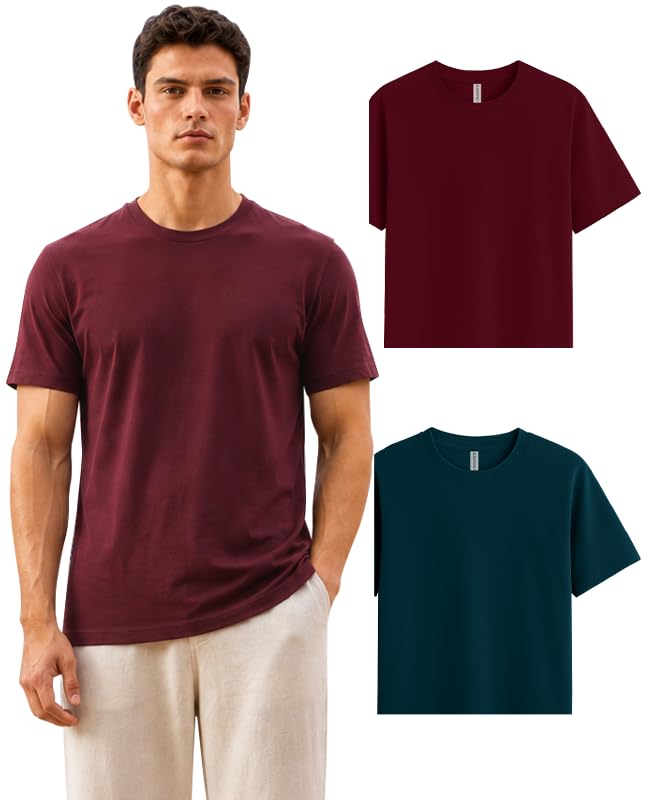 Image of Sleepynuts Men's Everyday Wear Crew Neck Regular Fit T-Shirt | Half Sleeve Solid Plain Casual T-Shirt for Men | Soft Breathable Fabric |