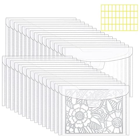 KELIFANG 30 Pieces Clear Stamp and Die Storage Bag, 9.4"x7" Scrapbooking Storage Die Cuts Pockets for DIY Card Making, Resealable Plastic Envelopes for Cutting Dies Stencil Embossing Crafts Cover