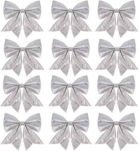 DERAYEE 12pcs Weihnachten Bogen Dekorationen,Weihnachtsbaum...