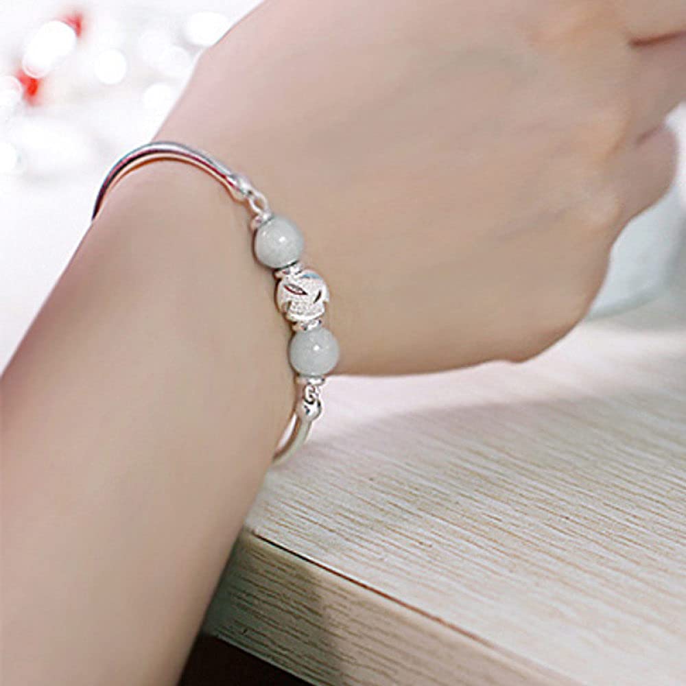 Bracciale Argento Donna,Bracciale Donna In Argento Sterling S990 Bracciale Cinese Vintage Aperto Con Polsino In Agata Verde Bracciale Donna In Argento Sterling Gioielli Regali Per Sua Moglie Fidanza
