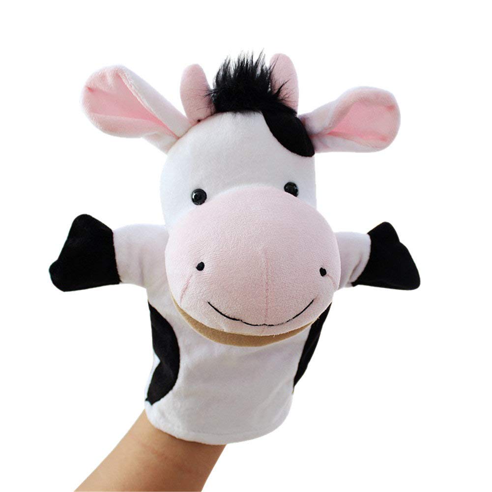 Remeehi Hand Puppets Collection with Movable Mouths, Easily Wearable for Adults and Children(Cow)