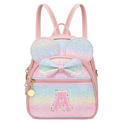 KKXIU Initial Bowknot Mini Backpacks for Girls Women, Small Cute Backpack Purse, Personalized Birthday Gifts for Toddler, Kids and Teen Girls(A,...