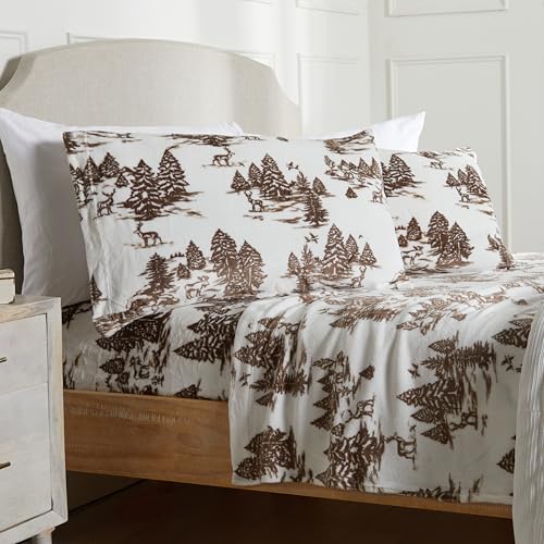 NY Loft Ultra Soft Micro Fleece Sheets Set with Extra Deep Pockets | Extra Soft Velvet Sheet Set | Super Plush Polar Fleece | Velvet Plush Cozy Warmth | Twin - Woodland Forest