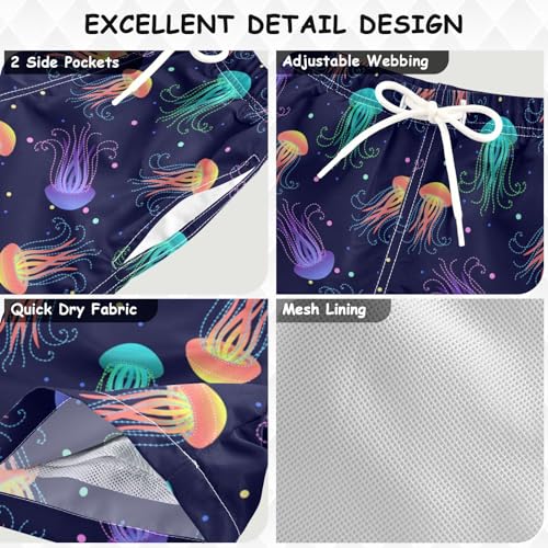 Colorful Jellyfish Boys Swim Trunks Kids Beach Board Shorts Swimsuit 3-14 Years-2T3