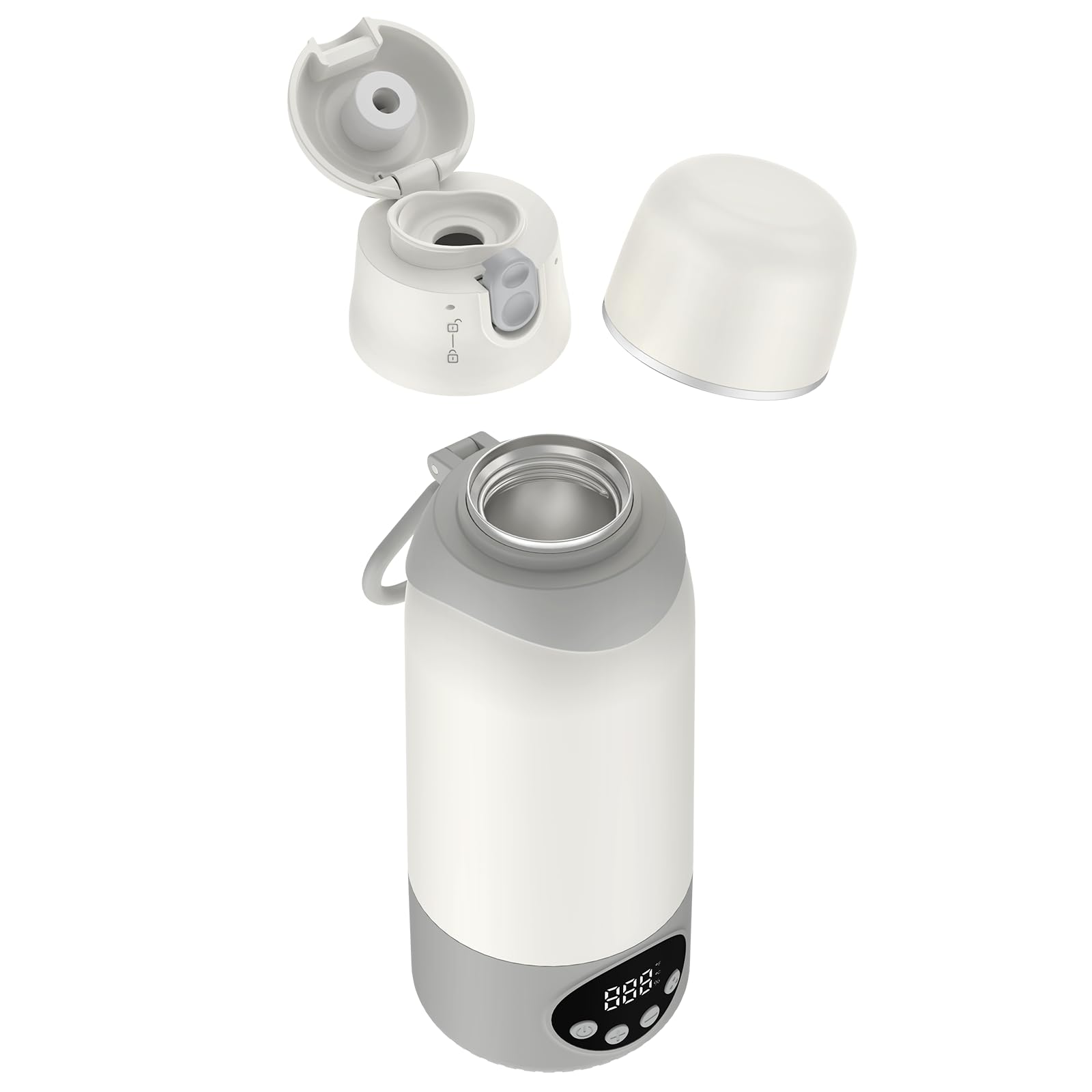 FUNYKICH Tragbarer Flaschenwärmer Baby, 100W Schnelles Erwärmen, 500ml Weiß