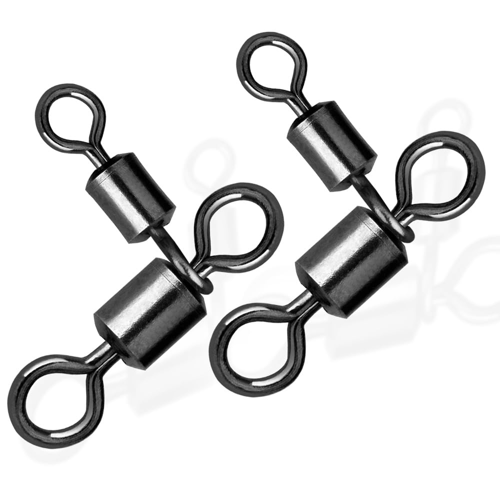 9KM DWLIFE 3 Way Fishing Swivel 50PCS T-Turn Barrel Swivels Fishing Tackle for Catfish Rigs Heavy Duty Fishing swivels Saltwater Size5*6#