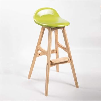 HanDuo Furniture Desk Chair Breakfast Dining Stools Counter Wooden Bar Chairs Seat,Leisure Faux Leather High Stools Bar Chairs/Red/70 cm Green 60 cm