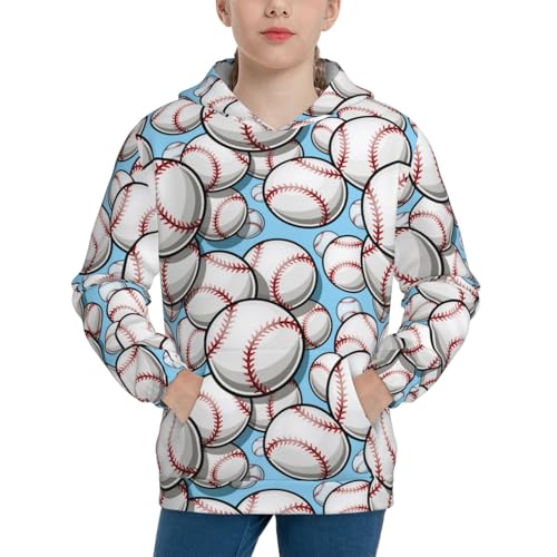 Baseball Ball Kid Hoodies Boys Sweatshirts Girls Pullover with Pocket - Main Image