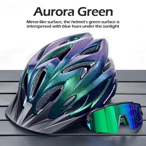 Image of Odoland Adult Bike Helmet with Cycling Sunglasses Set for Men & Women