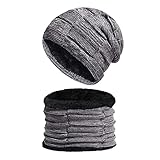  Aotlet 2-in-1 Gorros Invierno Hombre con Bufanda, Conjunto de Gorro y Bufanda Beanie para Hombres Mujeres, Gorro Invierno Bufandas de Lana para Running Senderismo Caza Jogging Ciclismo