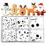 Christmas Candy Sprinkles For Cake Decorating, Festive Snowman & Reindeer Eyes Decorating Supplies For Cookie Baking, Ice Cream, Brownie, Cupcake Toppings, 3 Size Black And White Edible Eyes