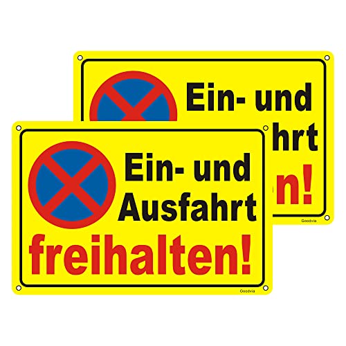 Goodvia Ein und Ausfahrt Freihalten Schild Metall Reflektierend 30×20 cm Ausfahrt Freihalten 2 Stück Einfahrt Freihalten Aluminium Parken Verboten Wetterfest UV-Schutz