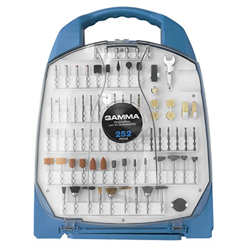 Micro Retífica com Kit de Acessórios 252 Peças 127V, Gamma Ferramentas G19502/BR1, Azul