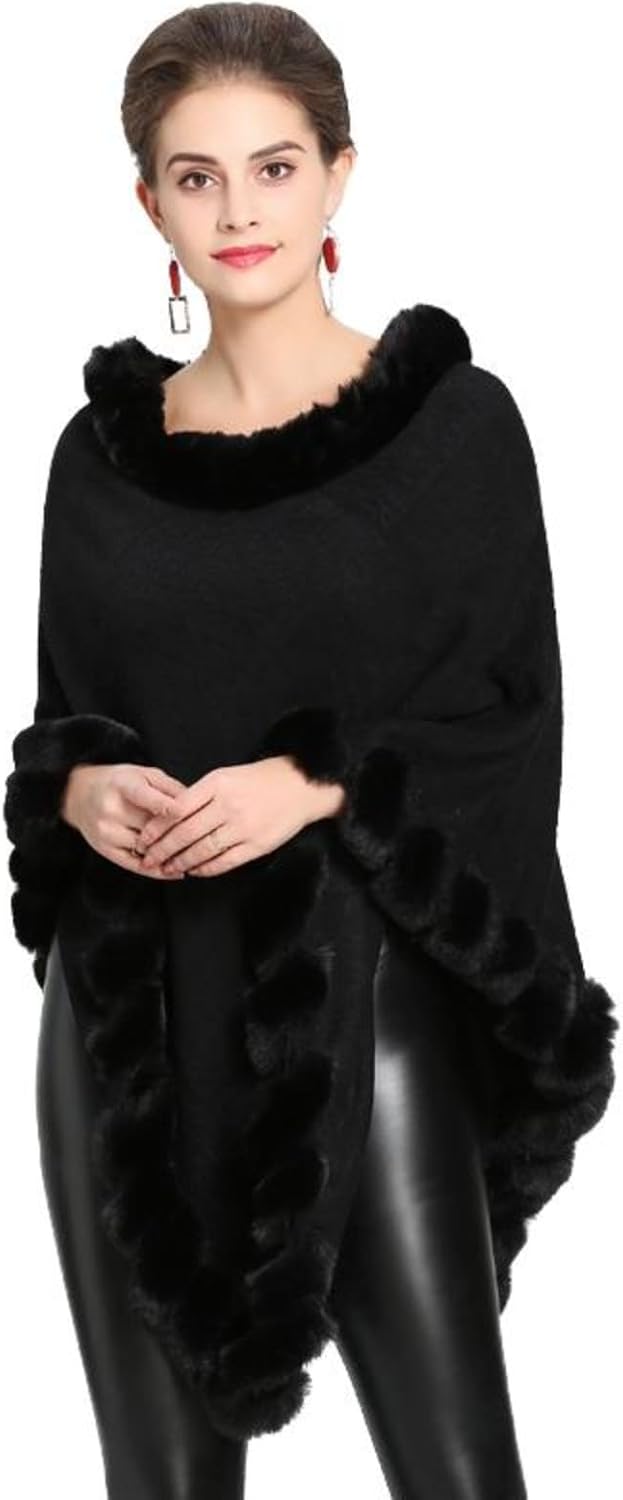 Autumn/Winter Women's Knitted Pullover Cape Shawl