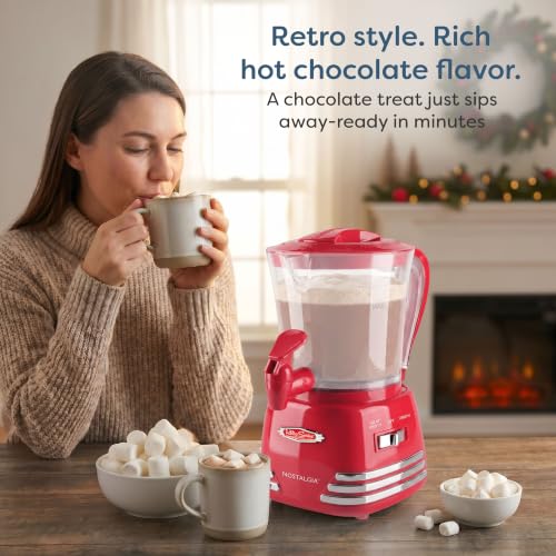 Image of Nostalgia Retro Hot Chocolate Maker & Milk Frother - 4-Cup Capacity, Heat & Froth Setting - For Cappuccinos, Lattes, Cold Drinks - Two-Way Dripless Spout