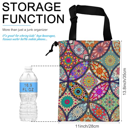 Image of Car Trash Bag Hanging Mandala Flower Car Trash Can Waterproof Garbage Bag Hanging for Car Back Seat