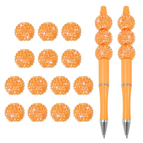 Cuentas de estrás PATIKIL de 20 mm con 2 bolígrafos personalizables para manualidades, naranja
