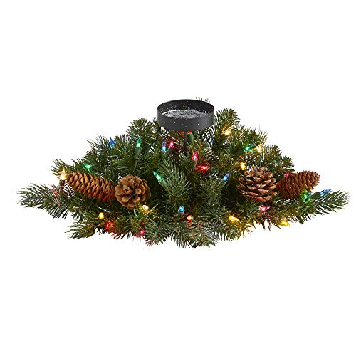 Nearly Natural 20in. Flocked and Glittered Artificial Christmas Pine Candelabrum with 35 Multicolored Lights and Pine Cones by Nearly Natural - Used condition - US$13.74