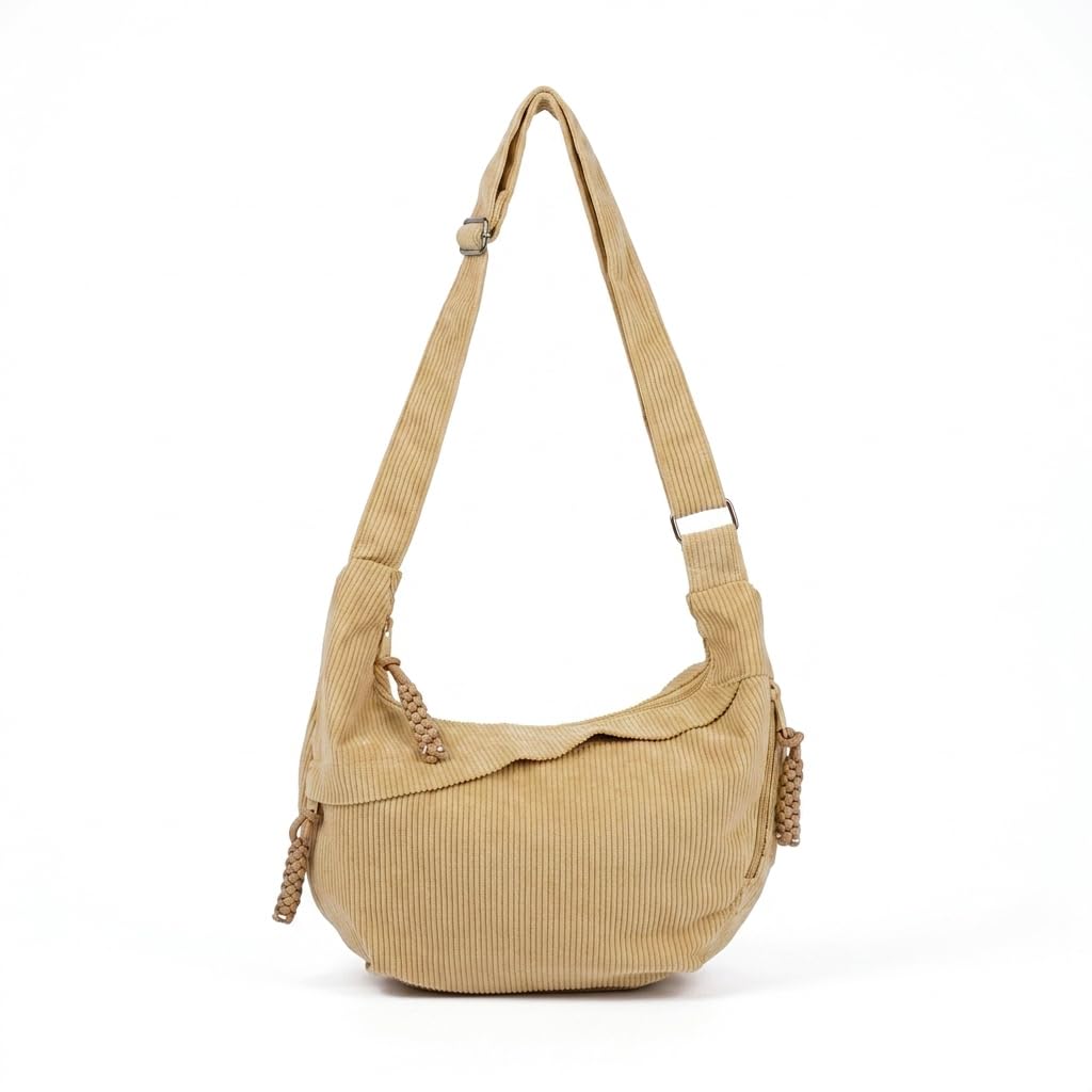 Crossbody Crescent Bag for Women, Shoulder Tote Handbag with Adjustable Strap, Lightweight Side Bag for Man and Woman, Half Moon Sling Bag for Daily Travel Use, Beige-image-30