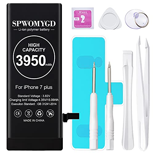 [ Upgraded ] 3950mAh SPWOMYGD Upgraded High Capacity Battery for iPhone Model 7 Plus, 0 Cycle Replacement Battery Compatible with iPhone 7 Plus, with Professional Easy Repair Tool Kit and Instruction
