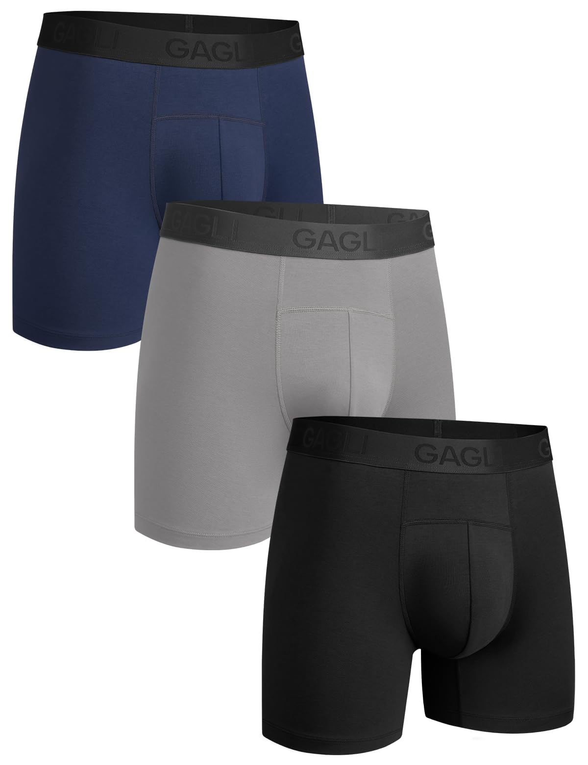 Gagli Men's Underwear Boxer Briefs 3 Pack, Soft Breathable Underwear with ComfortFlex Waistband, Moisture Wicking, 5''