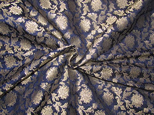 Tissu brocart de soie bleu marine pour customiser vos robes de soirée