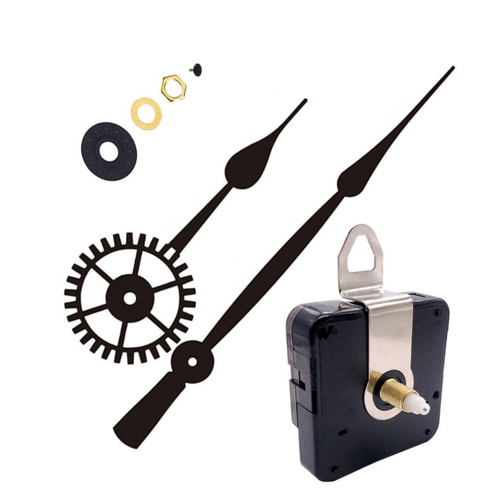 Long Hands Clock Movement Mechanism Replacement Kit Silent Quartz for Large Wall Clocks 50-60cm DIY Repair(Black 1)