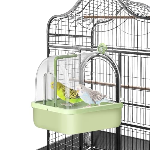 Umisu Hängende Badehaus Vogel Badewanne, Automatisches Vogelbad mit Pumpe/Filter, Vogeltränke Bad Dusche Vogelkäfig Zubehör für Sittiche Papagei Wellensittich (Grün)