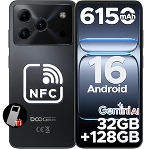 DOOGEE Note 56 Pro AI Android 16 Smartphone Ohne Vertrag, 32GB+128GB/2TB TF, 6150mAh, 6.56" HD+ IPS, T7225 Octa Core Handy Günstig, 13MP+8MP, Dual SIM 4G Simlockfreie Handys,Gemini AI, OTG,NFC,Face ID