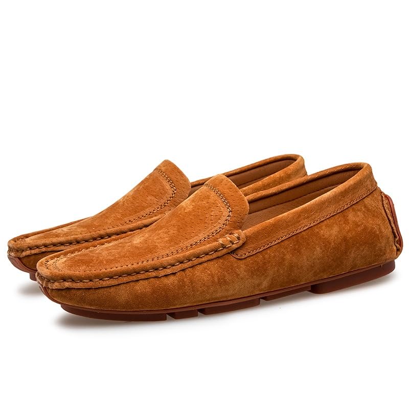 Loafers for Men Solid Color Driving Moccasins Loafers Stitching Details PU Suede Anti-Slip Flexible Flat Heel Casual Slip On3