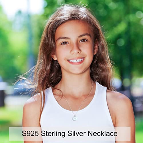 Sterling Silver Initial Necklaces For Women Girls, S925 Sterling Silver Dainty Disc Pendant K Letter Necklace Girls Jewelry Double Side Engraved Hammered Initial Necklaces For Teen Girls Gifts #TOP19