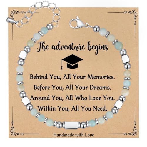 Graduation Gifts for Her 2025 Senior Tiny Gemstone Inspirational Bracelet 5th 8th Grade High School College with Gift Box