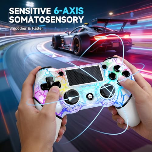 Image of AceGamer 2 Pack for PS4 Controller, Hall Effect Joysticks & Programmable Back Buttons, Wireless Controller for PS4 /Pro /Slim /PC, RGB Light /Turbo /Vibration /Motion /3.5mm Audio Jack!