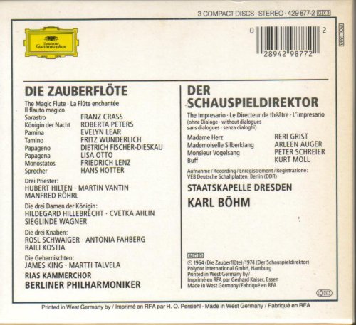 Mozart : Die Zauberflöte - La Flûte enchantée / Der Schauspieldirektor - Le Directeur de Théatre