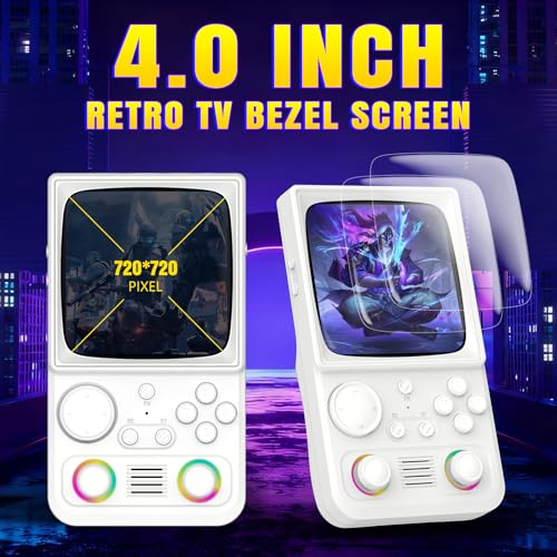 Image of R36TMAX Retro Gaming Console Handheld - 4.0 inch IPS Screen,64GB Retro Handheld Game Console, 5G WiFi Online Play, RGB Joystick,4000mAh Portable Retro Game Console -Classic White