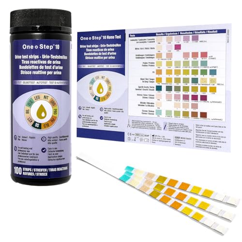 100 x One+Step Urin Teststreifen für 10 Parameter I Mit Farbkarte für...
