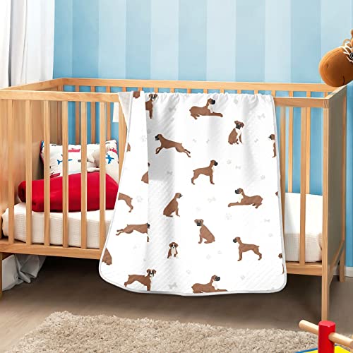 Image of Swaddle Blanket Boxer Dog Cotton for Infants, Receiving Lightweight Soft Swaddling for Crib, Stroller, Nursery, Puppy, 30x40 in