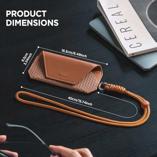 Image of VULKIT Portable Eye Glasses Case for Women & Men, Slim Sunglass Case, Unisex Eyeglass Case, with Adjustable Neck Lanyard