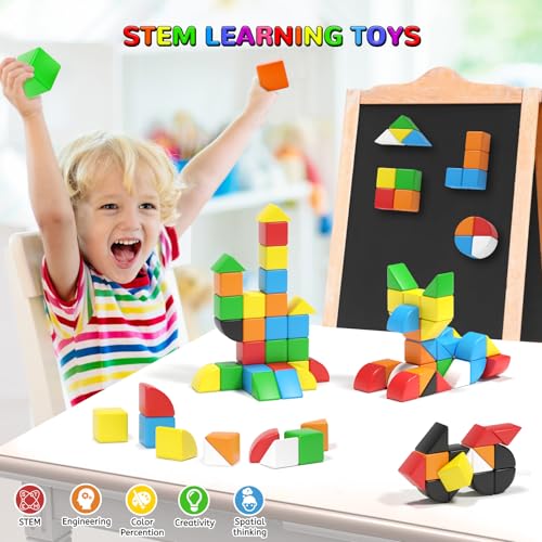 Image of Hiwawind 84pcs Magnetic Blocks,Toys for 3 Year Old Boys & Girls, Sensory Toys for Kids with Autism, STEM Preschool Montessori Toys for Toddlers 3-5, Christmas Toys Birthday Gifts for Grandkids