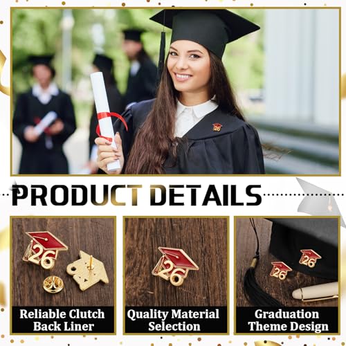 Image of Misdary 30 Pcs Graduation Pins Bulk Class of 2026 Lapel Cap Pin Enamel Jewelry Brooch Graduation Party Favors Gifts for School Student Clothes Bags Decor