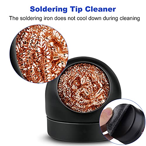 Image of Soldering Iron Tip Cleaner Non-slip Solder Tip Cleaning Wire Ball & Base Holder Soft Coiled Brass Tip Cleaner Kit